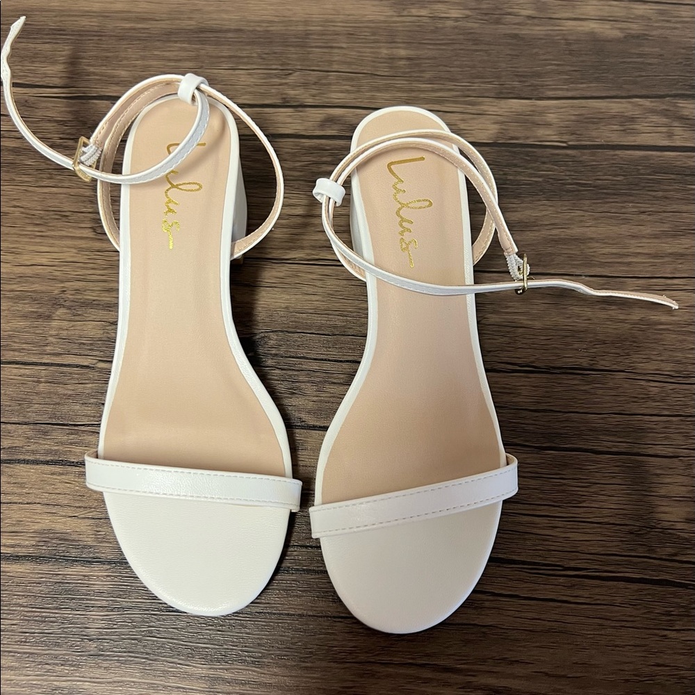 Lulus Julie White Ankle Strap Heels size 6.5